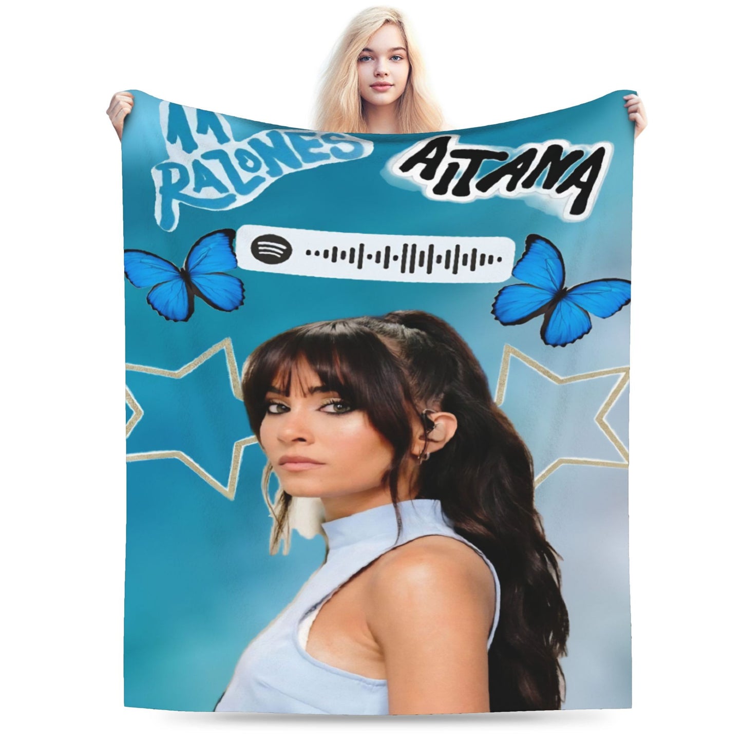 Aitanaed Singer Alpha Album Cobertores Ultra-Macios de Lã Coral de Pelúcia, Presente Relaxante, Mantas, Colchas