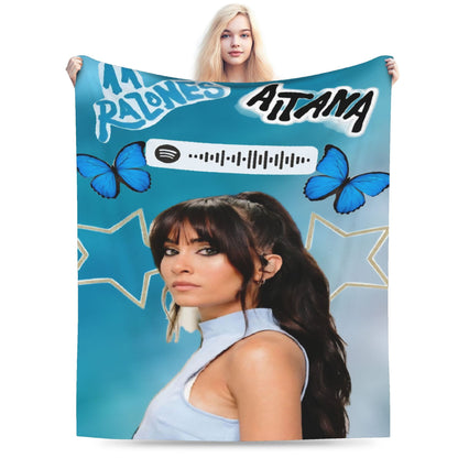 Aitanaed Singer Alpha Album Cobertores Ultra-Macios de Lã Coral de Pelúcia, Presente Relaxante, Mantas, Colchas