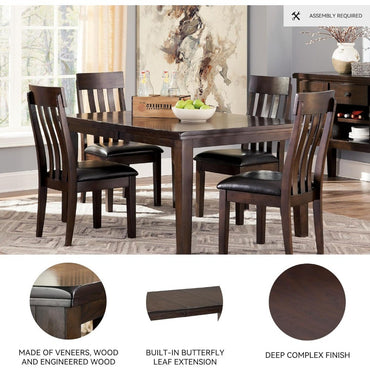 Ashley Haddigan Signature Traditional Rectangular Dining Table with Extension, Accommodates 8 Guests, Dark Brown Finish