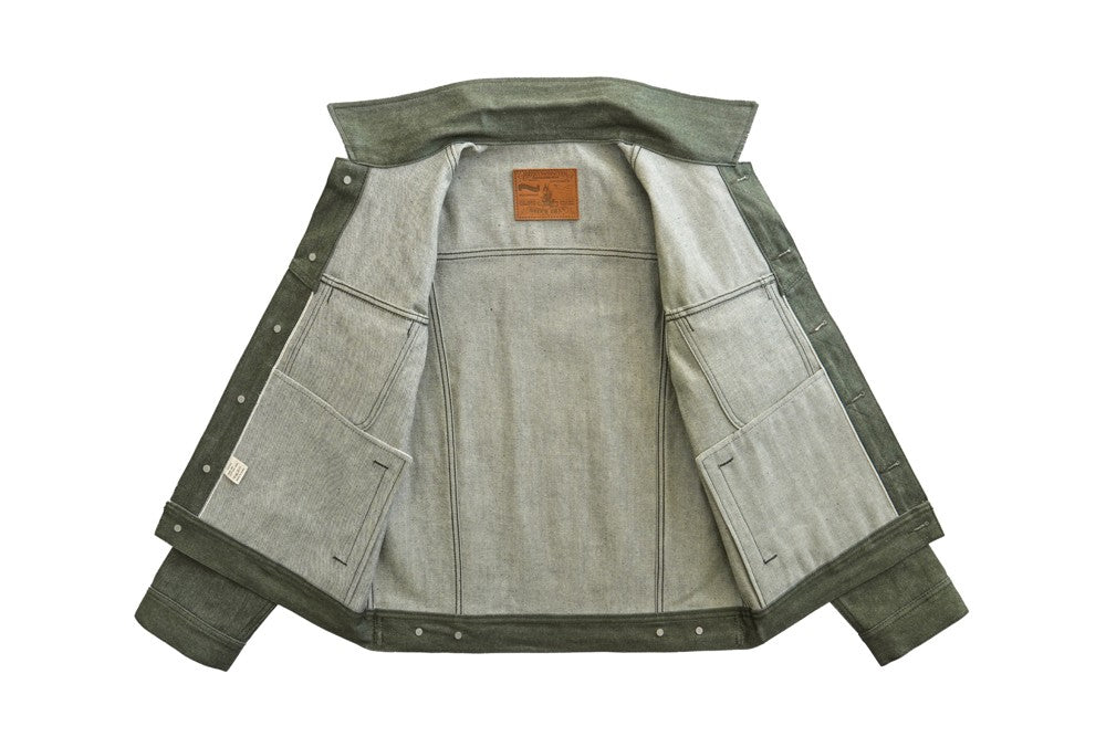Sauce Zhan 540XX Mens Cusual Jacket Vulcanized green Selvedge Sanforized  Denim Jacket 14 Oz Loose Fit