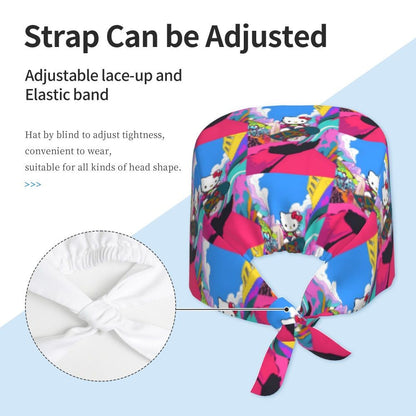 Custom Hello Kitty Medical Staff Scrubs Hat Women Men Cartoon Chara For Chef Hat Scrub Caps