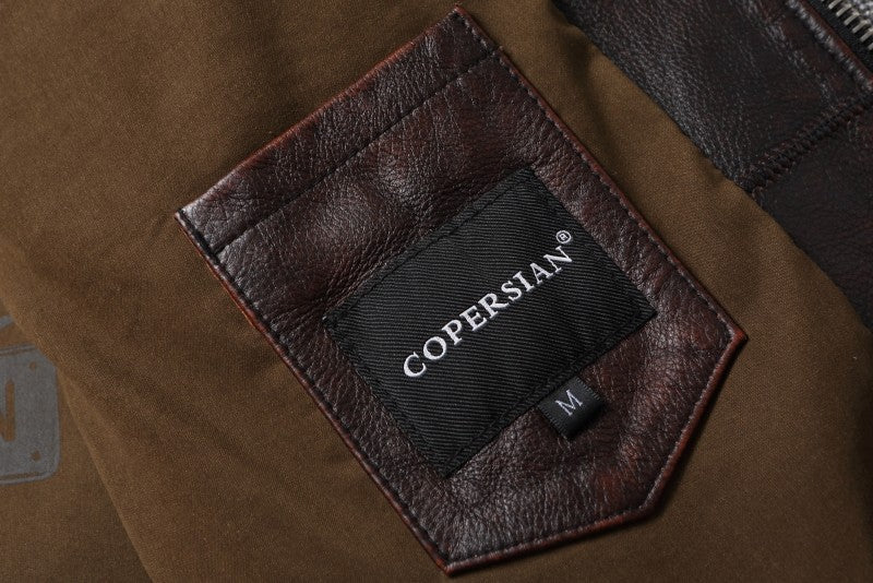 Fashionable Men's Motor Jacket Genuine Cow Leather Coat Male Outerwear Windbreaker Spring Autumn Cloth with Epaulet Brown