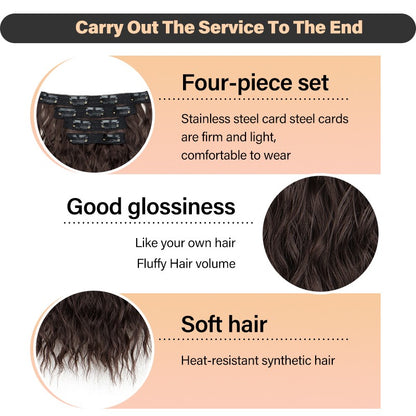 4 peças/conjunto Apliques Sintéticos de Cabelo Curto com Ondas de Água Macios Fofos Cacheados Peruca Acessórios de Cabelo da Moda A