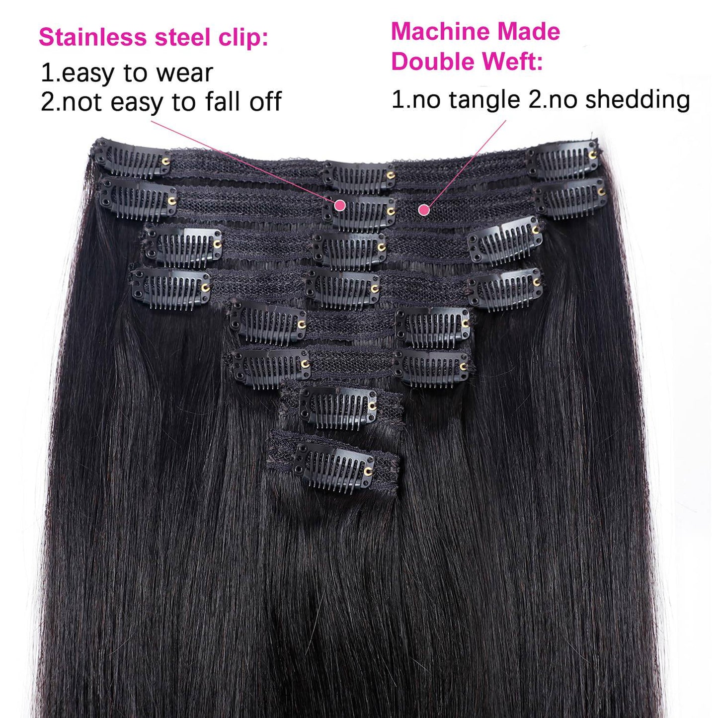Extensões de Cabelo Tic Tac Cabelo Humano Real cor #4 Castanho Chocolate Extensões de Cabelo Tic Tac 8 peças Cor Preto Natural 26 Polegadas