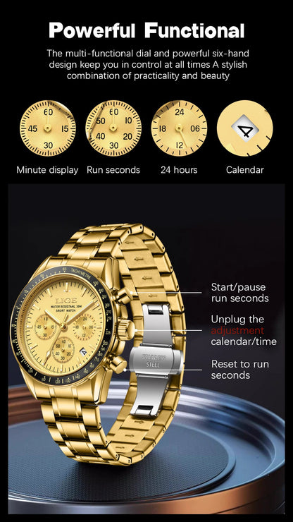 2025 LIGE Top Brand Luxury New Men Watch Quartz Man Watches Waterproof Luminous Watch for Men Date Chronograph Sport Wristwatch