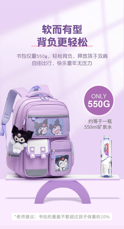 Mochila infantil de grande capacidade estilo britânico para meninas do ensino fundamental, leve, que reduz o peso e protege a coluna vertebral