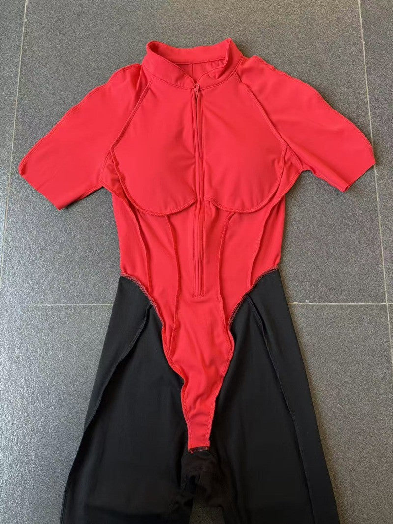 Women's New Yoga Jumpsuits with Contrasting Splicing Beauty Back Slim Fit One-piece Workout Gym Outdoor Sports Fitness Bodysuits