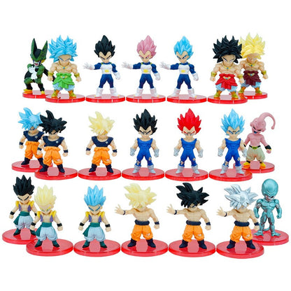 21pcs/lot Dragon Ball Mini Figure Super Saiyan Goku Vegeta Action Figures DBZ Dolls Model Toys Gifts