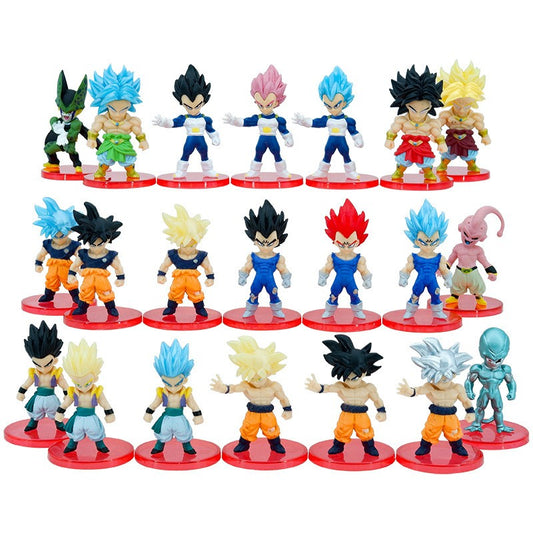 21pcs/lot Dragon Ball Mini Figure Super Saiyan Goku Vegeta Action Figures DBZ Dolls Model Toys Gifts