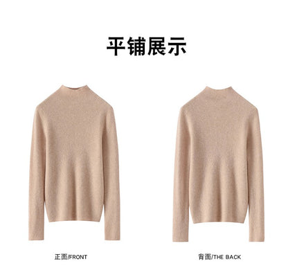 New women's sweater 100% pure cashmere high neck knitted pullover Korean version slim fit hot selling fashionable sweater