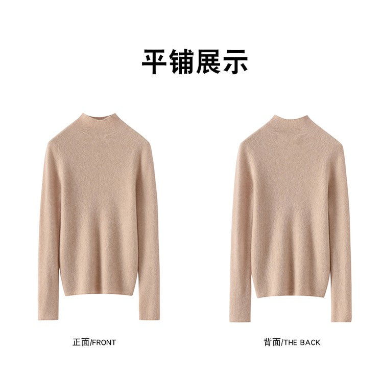 New women's sweater 100% pure cashmere high neck knitted pullover Korean version slim fit hot selling fashionable sweater