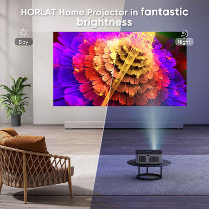Projetor LED 4K Android HORLAT T3N 1500 Ansi Lumens Vídeo Full HD 1080P 8K Home Theater Keystone Automático WiFi 5G Portátil