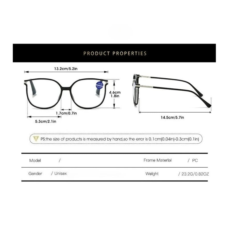 Blue Light Blocking HD Women Reading Glasses Stylish Presbyopic Eyeglasses Plano Eyewear Dazzling Large Frame Set with Diamonds