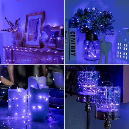 Battery Powered LED String Lights 10/20/30/50/100LED Copper Wire Lights for Camping Wedding Flowers Christmas Decoration
