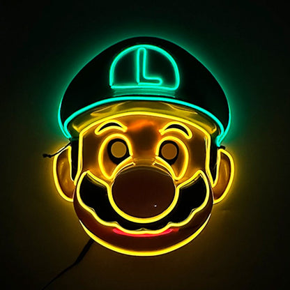 Funny Glowing Masquerade Disguise Mask Props Adult Kids Game Theme Cosplay Luminous Mask Carnival Neon Light Up Supplies