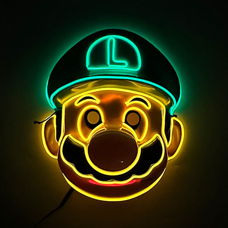 Funny Glowing Masquerade Disguise Mask Props Adult Kids Game Theme Cosplay Luminous Mask Carnival Neon Light Up Supplies
