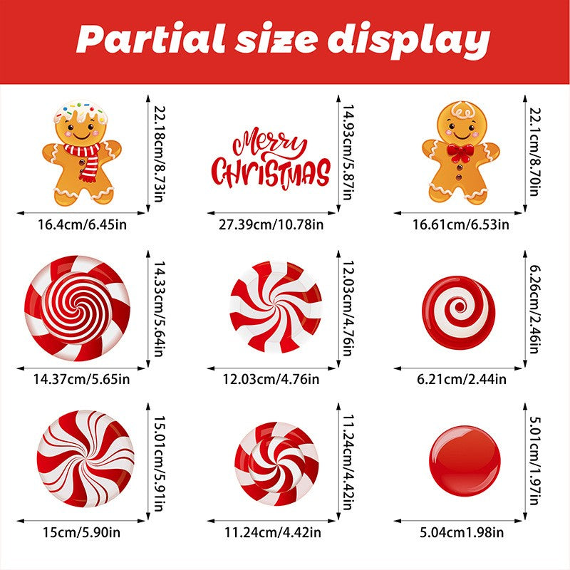 Christmas Gingerbread Man & Candy Cane Window Stickers - Sweet Holiday Decals for Bedroom Living Room Glass Holiday Home Decor