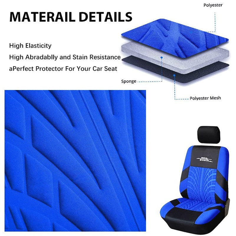 5 peças Capas de Assento Automotivo Conjunto Universal para a Maioria dos Carros Capas com Detalhe de Bordado de Pneu Estilização Protetor de Assento Automotivo