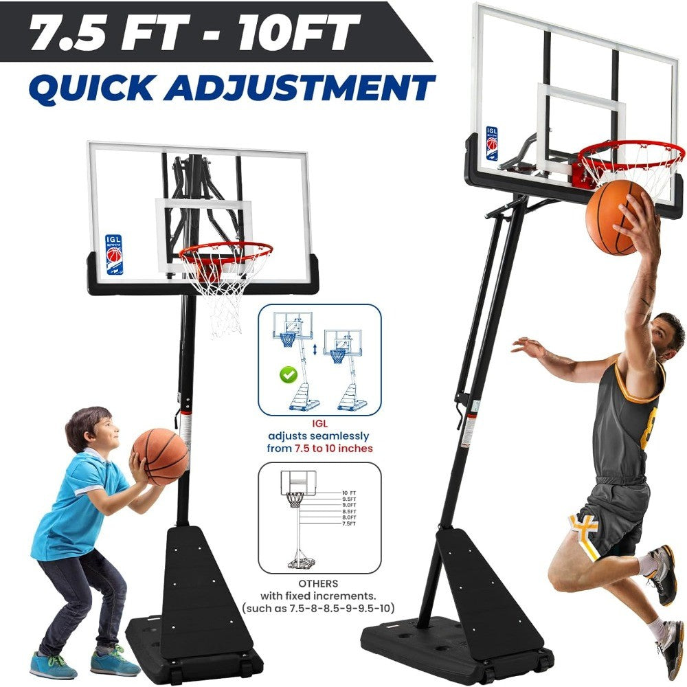 Basketball Hoop Outdoor with 52 Inch Shatterproof Backboard, 10FT Height Portable Basketball Hoop Outdoor, Adjustable Basketball