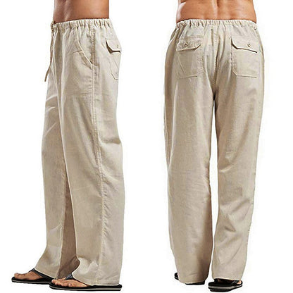 Fashion Mens Linen Wide Pants Korean Trousers Oversize Sports Streetwear Male Spring Yoga Pants Casual Men Clothing Sweatpants