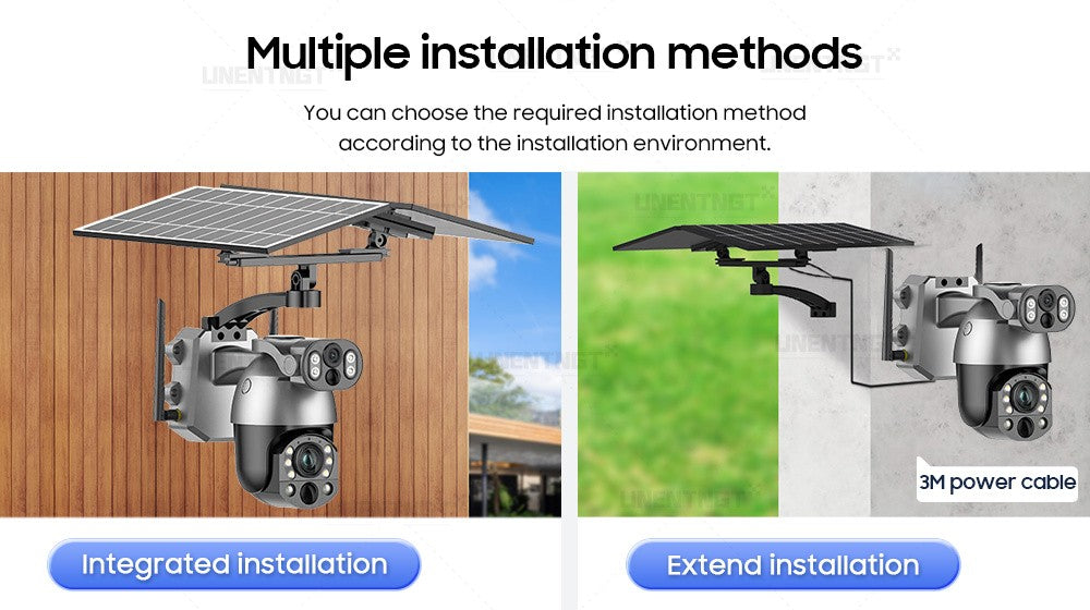 UNENTGT 4k Dual Lens View 50X Optical Zoom Solar Battery PTZ Camera 10MP SIM Card Outdoor Wifi CCTV Solaire Surveillance Camera