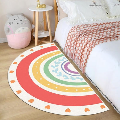 VIKAMA Rainbow Semi-Circular Carpet Non-Slip Noise Reduction Bedroom Bedside Rugs Entryway Door Mat Home Decoration
