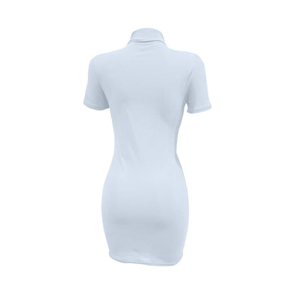 Bodycon Dresses For Women 2024 High Neck Thigh Length Short Sleeve Fitted Women'S Valentines Going Out Club Date Night Outfit