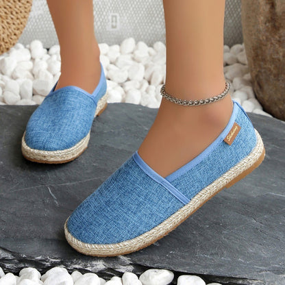 Comfortable Canvas Flat Shoes Women Breathable Non-Slip Espadrille Shoes Woman 2024 Summer Solid Color Shallow Casual Flats