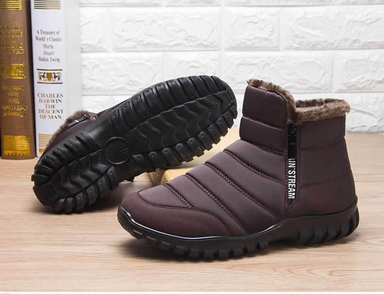 Botas de Inverno Masculinas Tênis de Algodão Quente com Zíper Botas de Neve Cano Curto, Sapatos Casuais de Outono Botas de Neve Impermeáveis com frete grátis
