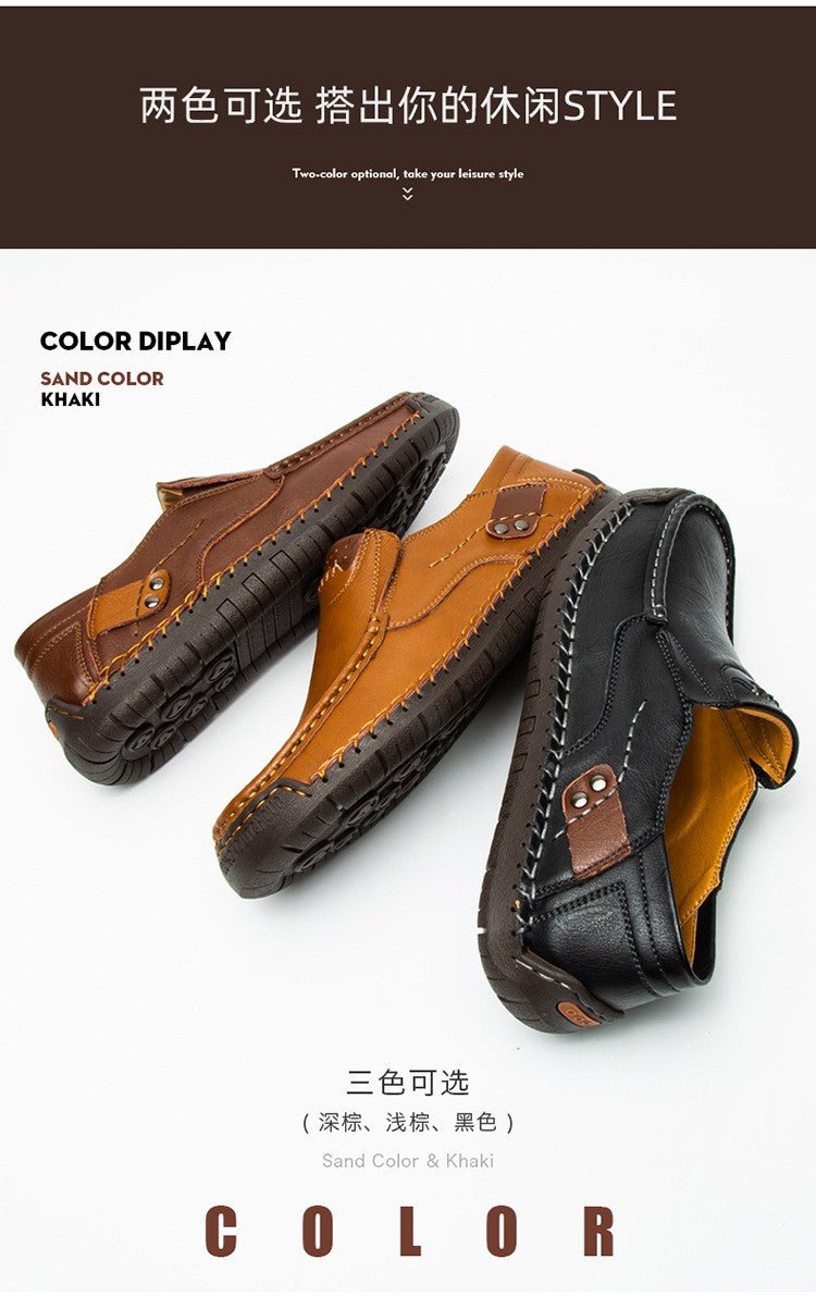 Novos Sapatos Masculinos de Couro Feitos à Mão Casuais Confortáveis Mocassins Masculinos de Couro Slip On Sapatilhas Masculinas Venda Quente Calçados para Caminhada ao Ar Livre