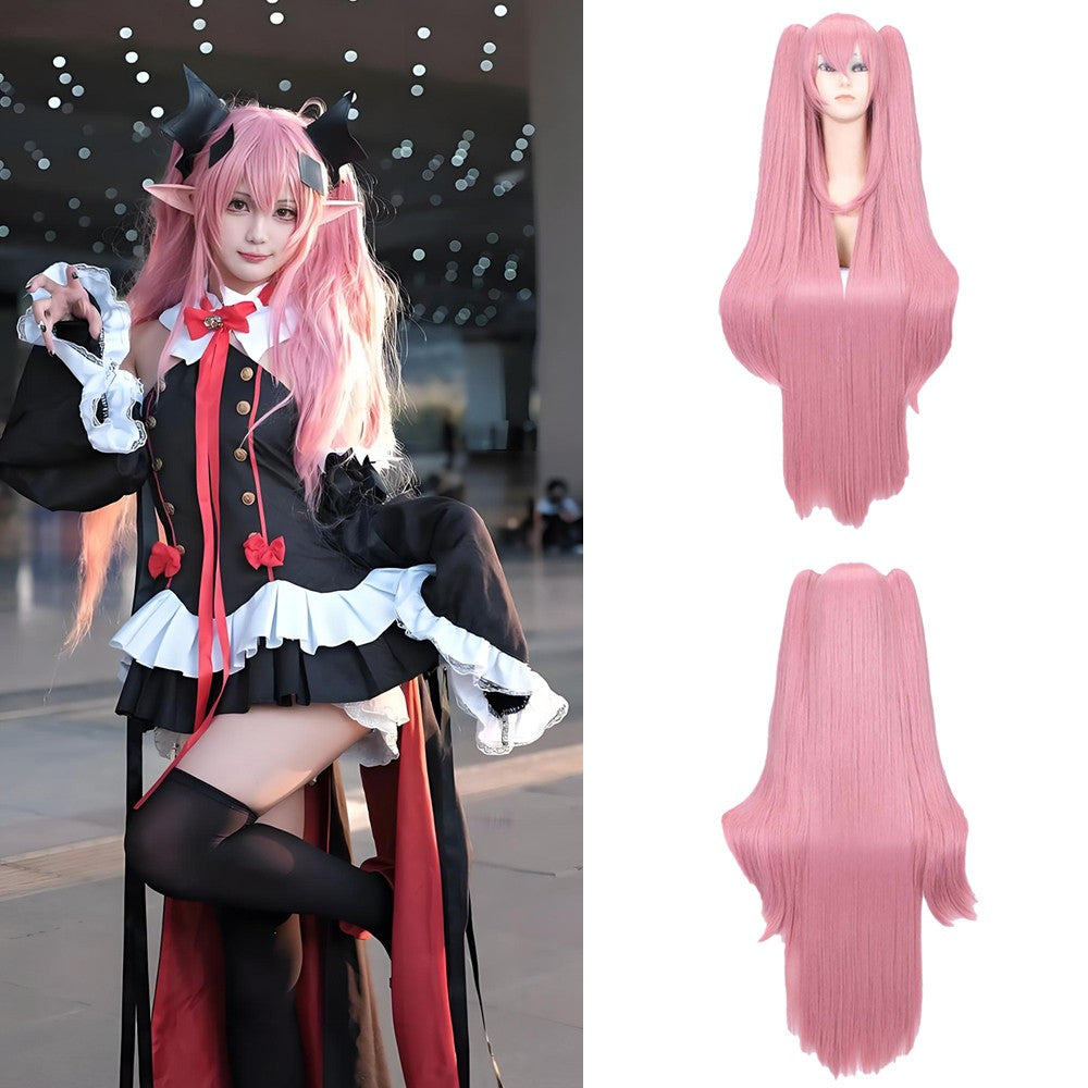 The Ending Seraphim Krul Tepes Cosplay Synthetic Hair 38-Inch Vampire Witch Halloween Theme Party Anime Wig In Cherry Pink