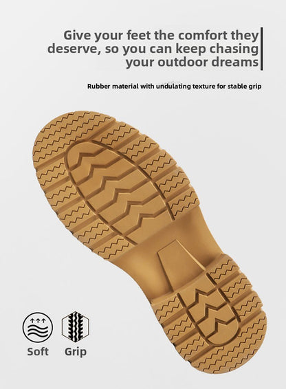 New Men's Casual High-top Boots, Anti-slip and Wear-resistant Thick-soled Height-increasing Shoes, Street Retro Work Boots