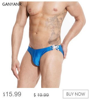 GANYANR Brand Swimming Trunks Swimwear Men Sunga Swimsuit Bikini Gay Sexy Swim Shorts Plaid Briefs Low Waist Bulge Pouch 2017