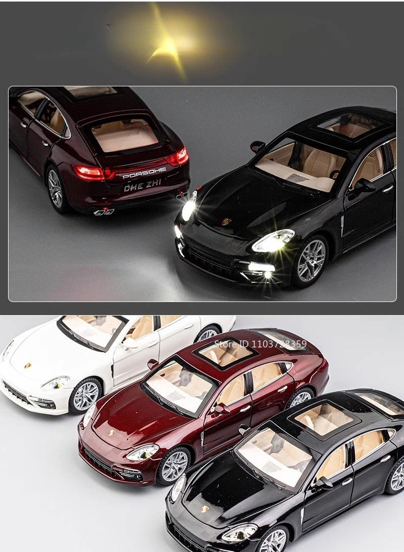 1:24 Scale Panamera Miniature Car Model Toys Alloy Diecast with 6 Doors Opened Pull Back Toy Vehicles for Kids Birthday Gift