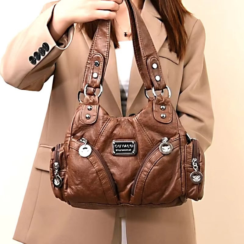 Y2K Motorcycle Bag Women's PU Leather Crossbody Bag Retro Luxury Handbag Fashion Motorcycle Bag Brand Fashion Crossbody Bag
