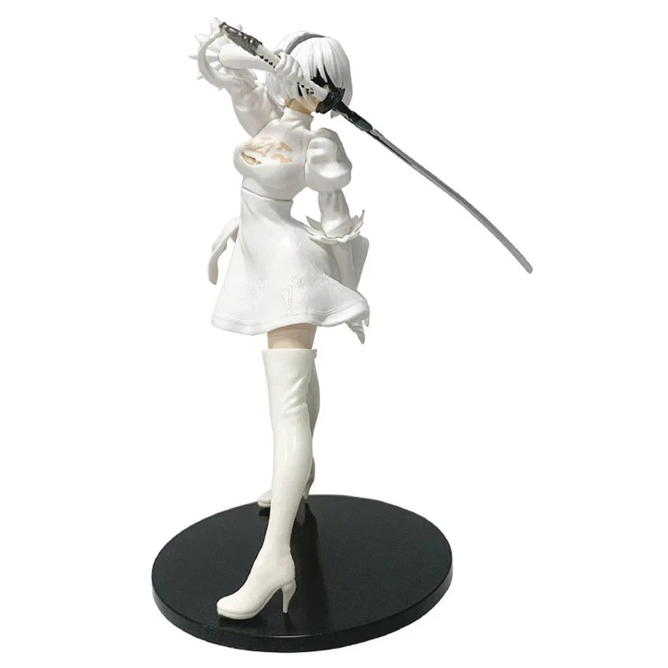 Figura de Anime Yorha 2B Quente de 18CM Série Preto e Branco PVC Colecionável Boneco de Ação Estatueta de Presente