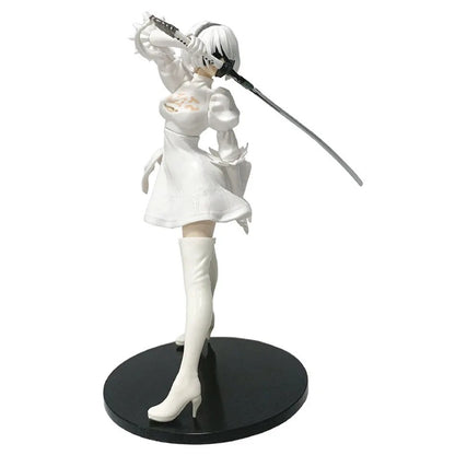 Figura de Anime Yorha 2B Quente de 18CM Série Preto e Branco PVC Colecionável Boneco de Ação Estatueta de Presente
