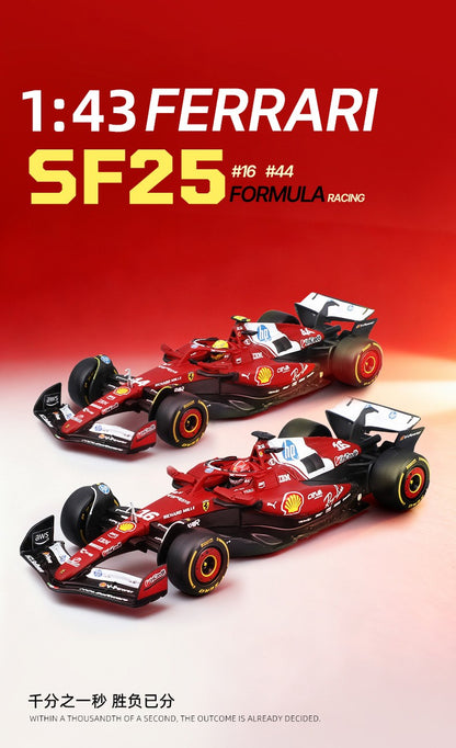 2025 Bburago 1:43 Ferrari SF-25 F1 16# Charles Leclerc 44# Lewis FORMULA1 Carro de Liga em Miniatura Diecast Modelo de Coleção Brinquedos Presente