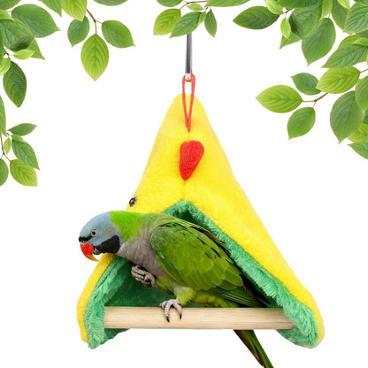 Ninho de Pássaro para Gaiola Pendurável de Inverno Quente Ninho de Descanso de Madeira Triangular para Calopsitas Tentilhões Loja de Animais de Estimação