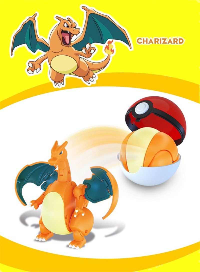 Pokémon Genuíno Pokébola Transformar Charizard Bulbasaur Gengar Dragonite Bonecos de Brinquedo Anime Snorlax Lapras Lucario Modelo de Bonecos