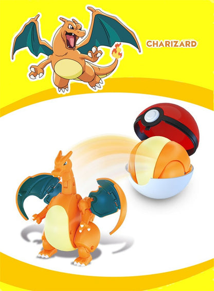 Pokémon Genuíno Pokébola Transformar Charizard Bulbasaur Gengar Dragonite Bonecos de Brinquedo Anime Snorlax Lapras Lucario Modelo de Bonecos
