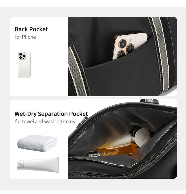 Men's Travel Bag with Wet Dry Separation Pocket Independent Shoe Case Large Capacity Gym Bag for Exercise Trip Motorbike Travel