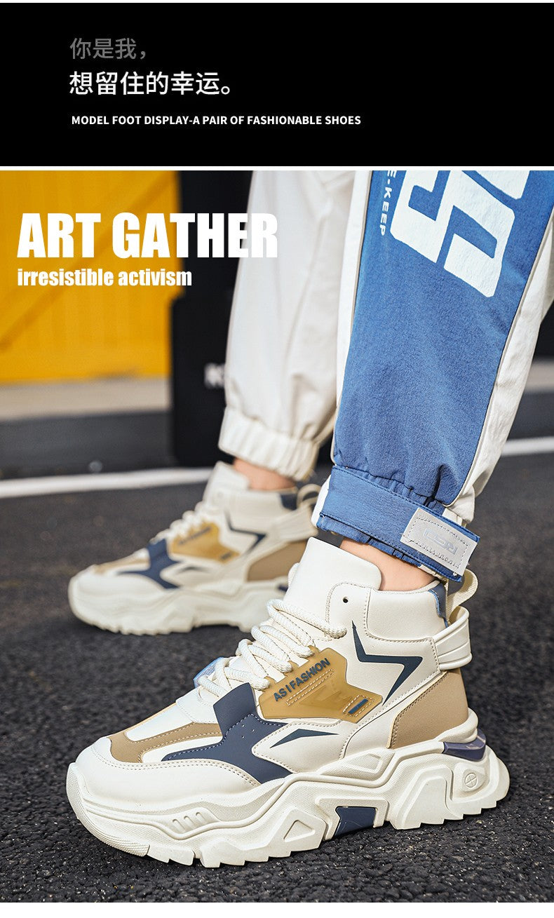 Fashion Thick Soled Men's Sneakers Height Increasing Shoes Casual Sports Shoes Versatile Men's Shoes Platform Skateboard Shoes