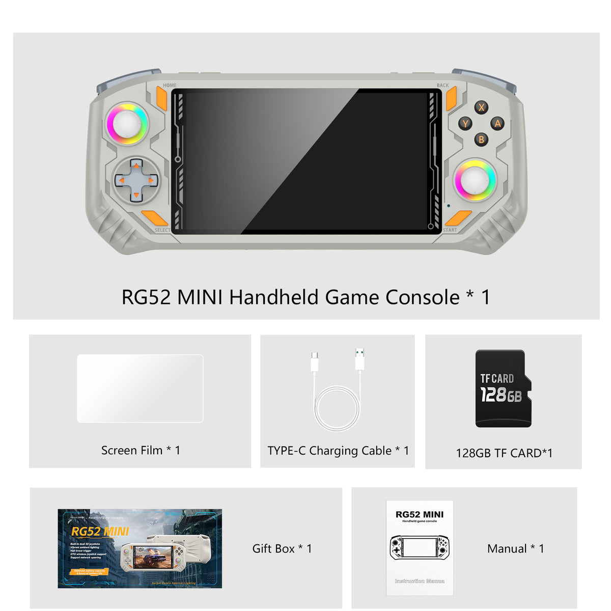 AISLPC RG52 MINI Handheld Game Console 5.5" IPS Screen 2.4 WIFI 22000+Games RK3562 Chip Dual System Portable Pocket Video Player