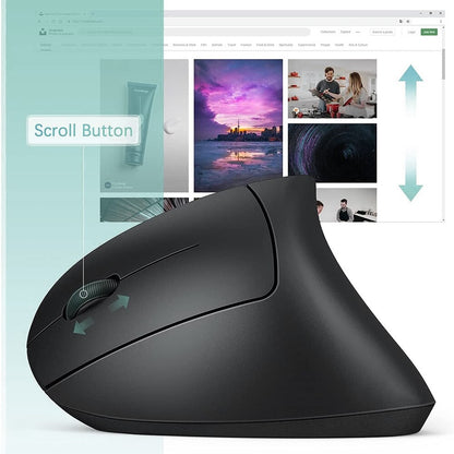 Mouse Vertical Ergonômico Sem Fio 2.4GHz Óptico 3 DPI Ajustáveis 800/1200/1600 6 Botões para Notebook PC Computador de Mesa