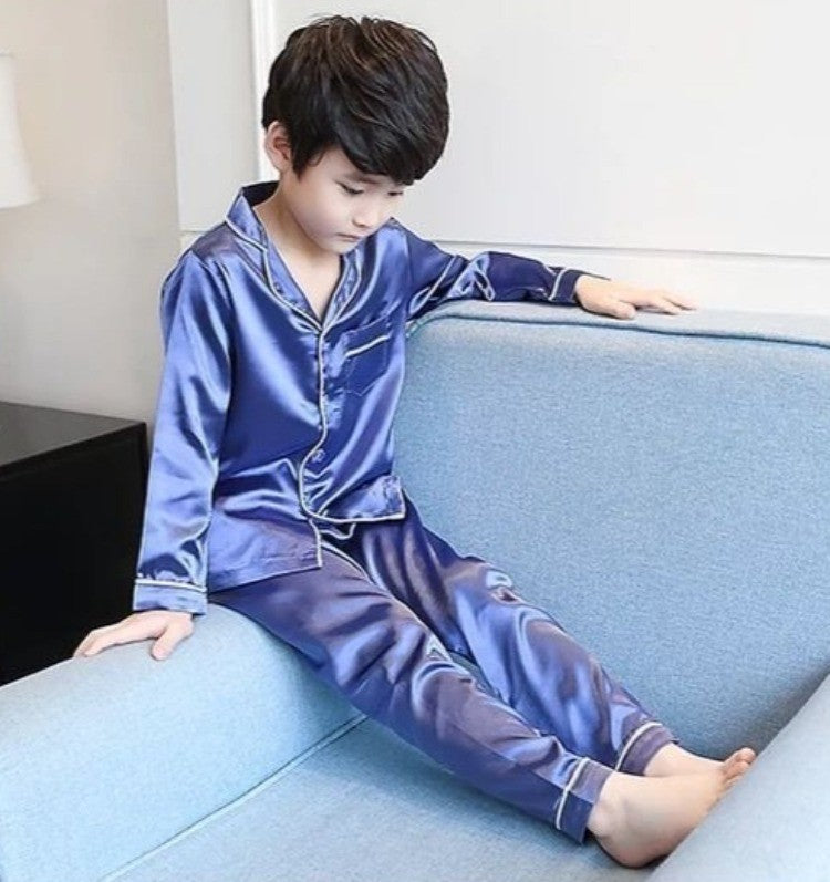 Kids Ice Silk Sleepwear Summer Short Sleeve Homewear Set for Boys Girls Thin Lightweight Baby Air Conditioning Clothing