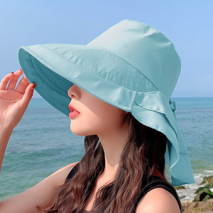 New Women's Summer Sun Hat With Neck Protector And Sunshade For Outdoor Cycling Trip Big-Brimmed Fisherman's Hat Hiking cap