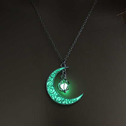 Colar com Pingente de Lua Luminosa para Meninas Adolescentes Colar Gargantilha Brilha no Escuro Joias Presentes ????????