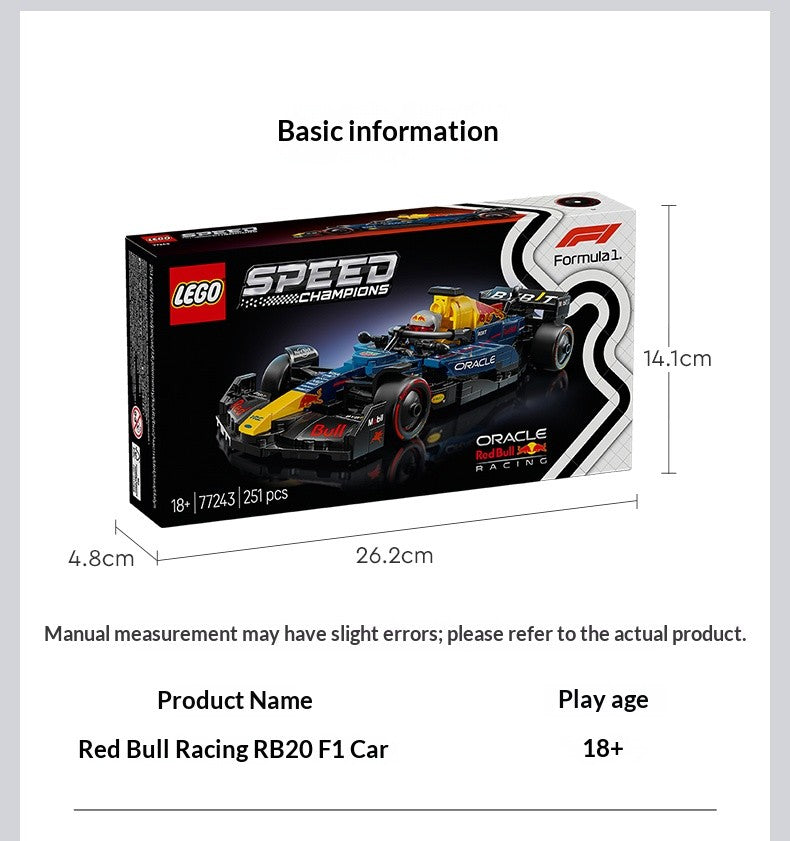 LEGO 77243 Speed Champions Oracle Red Bull Racing RB20 Modelos de Carro de Corrida de F1 - Conjunto de Construção para Adultos, Maiores de 18 Anos, 251 Peças