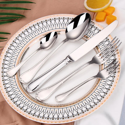 Conjunto de Talheres de 24 Peças para 6 Pessoas Aço Inoxidável 18/10 Prateado Polido para Inauguração de Casa Restaurante Festa de Casamento